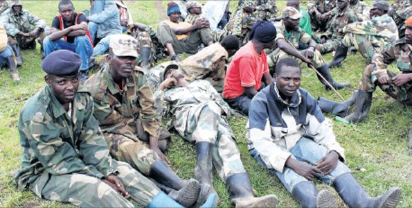 Defeated M23 Rebels soldiers in a camp in Rwanda in 2013