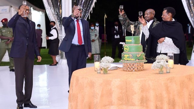Yoweri Museveni and Paul Kagame Celebrating the Birthday of Yoweri Museveni's Son Muhoozi Kainerugaba and Expected Heir to the Throne in 2022